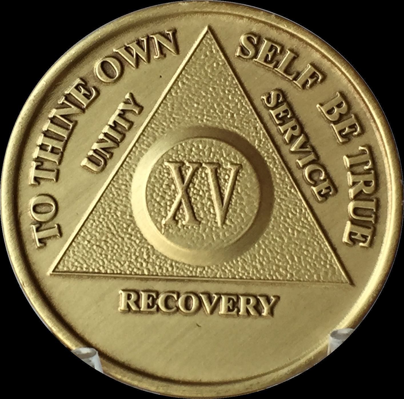 15 Year AA Medallion Alcoholics Anonymous Sobriety Chip Bronze XV Fifteen Coin
