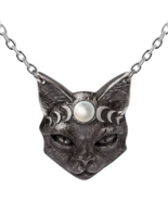 Alchemy Gothic Mystic Moon Black Cat Pendant Wiccan Fine English Pewter ... - $92.93 CAD