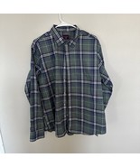 Untuckit Shirt Mens XL Blue Green Flannel Button Down Long Sleeve Blackw... - $14.36