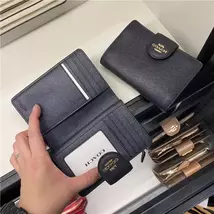 Coach Women's Wallet Signature Canvas Folded Wallet (Full Black With Logo) - $56.00