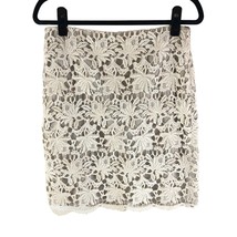 Ann Taylor Womens Pencil Skirt Lace Crochet Overlay Floral Ivory 6 - $14.49