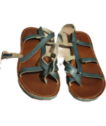 Mossimo Supply Co Sandals Brown and Green Strappy Flat Man-Made Leather ... - $15.00