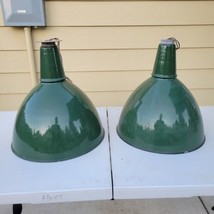 VTG Benjamin 1940s Green Porcelain Pendant Industrial Warehouse Barn Lights  - £261.92 GBP