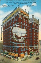 Linen FL Postcard O050 New Hotel Mayflower Jacksonville Air Conditioned Street - $6.93