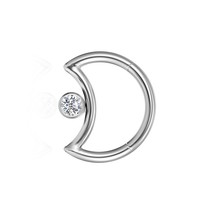 G23 Titanium Moon Nose Ring Crescent  ZirconTragus Helix Piercing Septum Clicker - £14.26 GBP