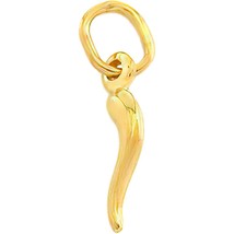 14K Gold Italian Horn Charm 18&quot; Chain Jewelry - £87.28 GBP