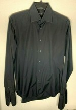 Zara Man Mens All Black Long Sleeve Collar Button Up Shirt French Cuff USA:14 - £14.20 GBP