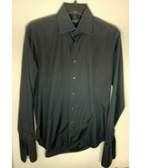 Zara Man Mens All Black Long Sleeve Collar Button Up Shirt French Cuff U... - £14.04 GBP