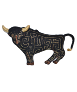 Hand made Fighter Bull Felt Ornament Black Gold Christmas Ornament Plush - $12.38