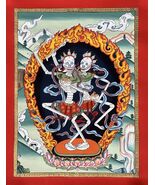 CITIPATI SKELETON DEITY YAB YUM ORIGINAL HAND-PAINTED NEWARI TIBETAN THA... - $213.78