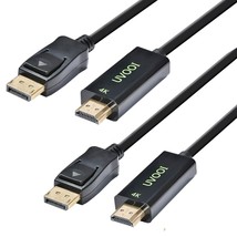 4K Displayport To Hdmi Cable 10Ft 2-Pack, Display Port Dp To Hdmi Adapter Male T - £32.72 GBP