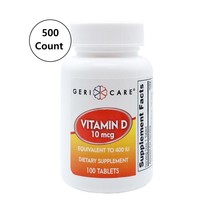 Vitamin D3 10 mcg 400 IU Tablet Geri-Care Dietary Vitamin Supplement, 50... - $23.51