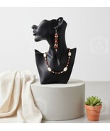 Handmade 1970's White Ceramic Cylinder Bar &amp; Heart Ring clasp, Earrings ... - $48.30