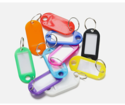 5 plastic Key Tags Metal Ring Luggage Card Name Label Keychain Split Ring - $1.48