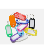 5 plastic Key Tags Metal Ring Luggage Card Name Label Keychain Split Ring - $1.48
