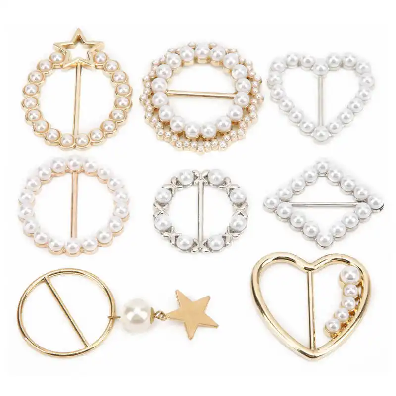 Sporting 8Pcs Elegant Fashion Shiny Firm Stable Simplistic T-Shirt Clips Pearls  - £23.57 GBP