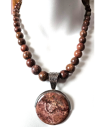 Vintage Signed Jay King  Silver &amp; Jasper Pendant Necklace 21&quot; - $267.83 CAD