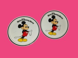 Two (2) Vintage Disneyland Walt Disney  11&quot; Mickey Mouse Metal Tin Plates - $16.95