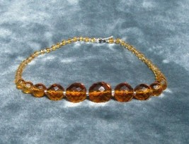 Vintage Costume Jewelry, Amber Graduated Crystal Choker, Faceted Beads, ... - £19.18 GBP