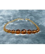 Vintage Costume Jewelry, Amber Graduated Crystal Choker, Faceted Beads, ... - $33.54 CAD