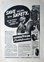 Good Year Pathfinder Save dollars with safety- 1936 Vintage Print Ad - $11.93