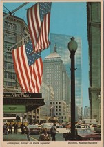ZAYIX Postcard Patriotic Arlington Street Park Square Boston Hotels 083022PC07 - £2.79 GBP