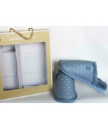 MICKAEL KORS Logo Jacquard Janis Blue Faux Fur Padded Slip-On Slippers W... - $109.40 CAD