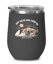 Keep Calm and Camp On, black Wineglass. Model 60072  - £21.57 GBP