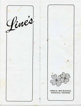 Line&#39;s Restaurant Menu Medical Arts Building Knoxville Tennessee 1990&#39;s  - £14.03 GBP