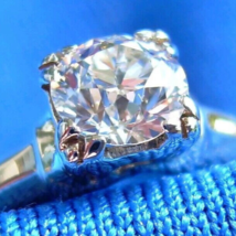 Earth mined Diamond European cut Deco Engagement Ring Vintage Cushion Solitaire - $7,632.72 CAD