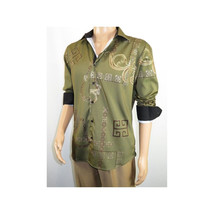 Men Sports Shirt by DE-NIKO Long Sleeves Fashion Print Soft Modal 2F008 Olive image 13