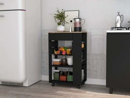 Black Wengue &amp; Light Oak Kitchen Cart - $3,617.31 MXN