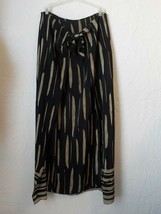 Cache Women 8 Wrap Maxi Skirt Black Beige Tribal Pencil Split Hem Zip Ba... - £18.82 GBP