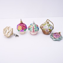 Vintage Blown Glass Glitter FLOWER Basket Victorian Style Christmas Orna... - $31.99