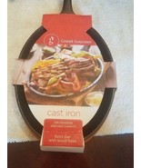 Grand Gourmet Cast Iron Pre-Seasoned fajita pan with wood base upc 71928... - £32.34 GBP