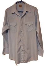 ELY Cattleman Shirt 16.5x34 Sz L Blue Casual Rodeo Western Cowboy Snap B... - £11.75 GBP