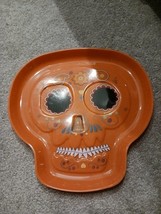 Halloween Sugar Skull Candy Tray Dish 11 Inch Pba Free Orange Color New - £6.29 GBP