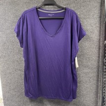 Covington Shirt Sleepwear Top Womens 2X Purple V-Neck Short Sleeve Stretch NWT - £9.35 GBP