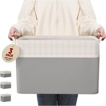 Storage Basket For Organizing Fabric Storage Bins, White &amp; Grey, Pack Of 3 - £30.55 GBP
