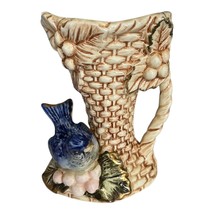 Vintage Norleans Japan Ceramic Bud Vase – Bluebird &amp; Grapes Basket Weave - $354.15 MXN