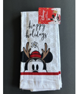 Disney Minnie Mouse HAPPY HOLIDAYS Kitchen Towel Reindeer Snowflakes ***... - $12.49