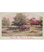 Making Hay While The Sun Shines Horse & Wagon Being Loaded Postcard B19 - $2.96