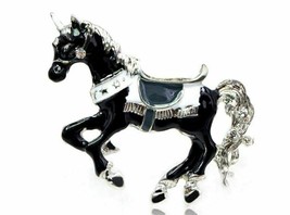 Stunning Vintage Look Silver platd Unicorn Horse Celebrity Brooch Broach Pin Z20 - £15.45 GBP