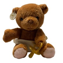 Russ Bibi Baby Teddy Bear With Pacifier Diaper Brown Animal Plush Stuffed Toy 7 - £23.54 GBP