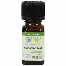 NEW Aura Cacia Organic Cinnamon Leaf Essential Oil 0.25 Ounce Packaging May Vary - £7.28 GBP