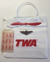 TWA Airlines 1960&#39;s Plastic Wings Plastic Bag Tag Plastic Gift bag Swizz... - £21.10 GBP