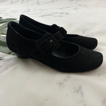 Ziera Womens Mary Jane Low Heels Size 43 Black Suede Comfort Kumfs Sole - £30.95 GBP
