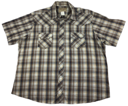 Wrangler Shirt Men’s XXL Brown Plaid Pearl Snap S/S Vintage Cowboy Western - £15.04 GBP