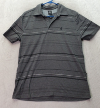 Volcom Polo Shirt Boys Medium Gray Striped Cotton Short Casual Sleeve Collared - $18.45