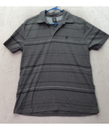 Volcom Polo Shirt Boys Medium Gray Striped Cotton Short Casual Sleeve Co... - $18.45